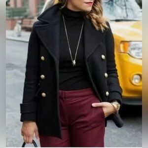 J. Crew Stadium Cloth by Nello Gori Wool Blend Black Coat, 0P